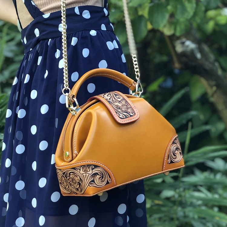 Exquisite Carved Leather Clutch