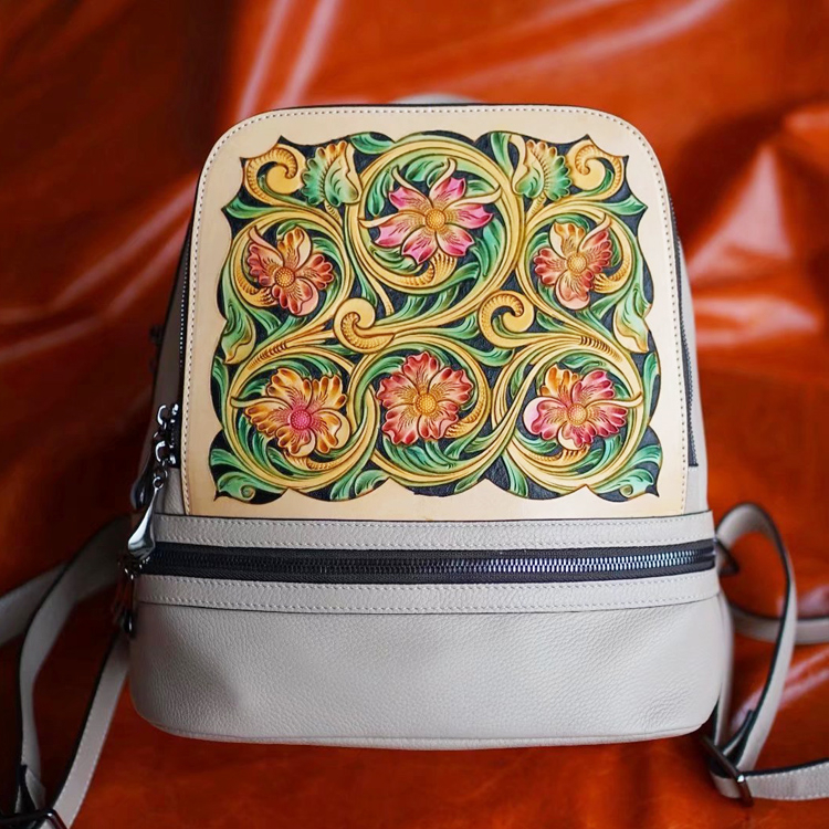 Intricate Artwork Leather Weekender