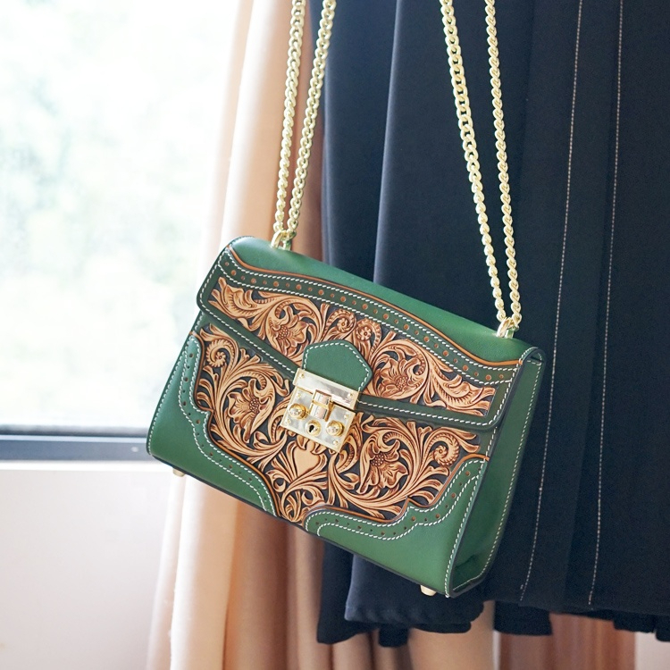 Vintage-inspired Engraved Leather Satchel