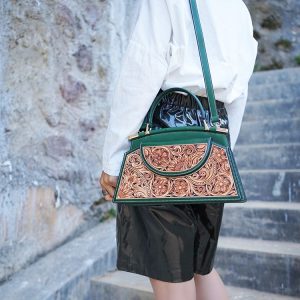Elegant Floral Carved Leather Tote