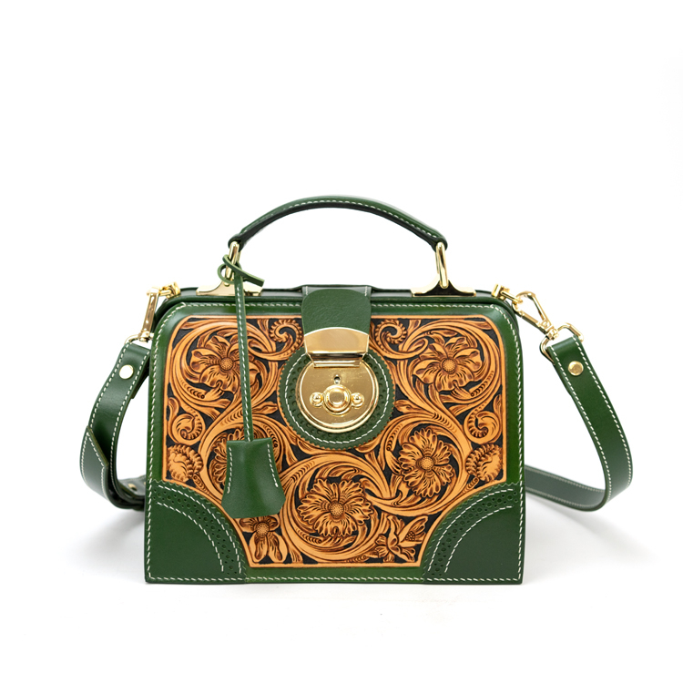 Engraved Leather Clutch with Boho Flair