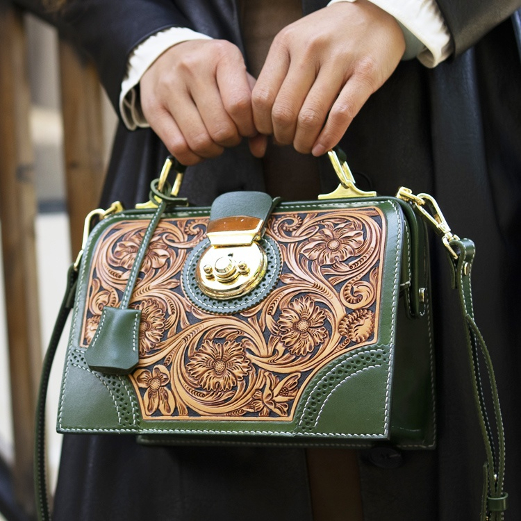 Engraved Leather Clutch with Boho Flair