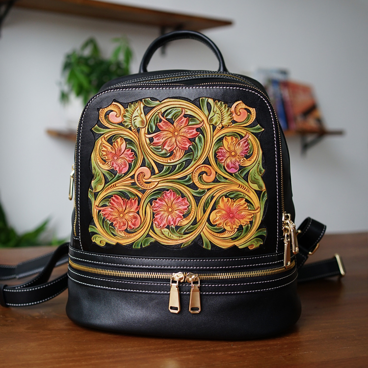 Intricate Artwork Leather Weekender