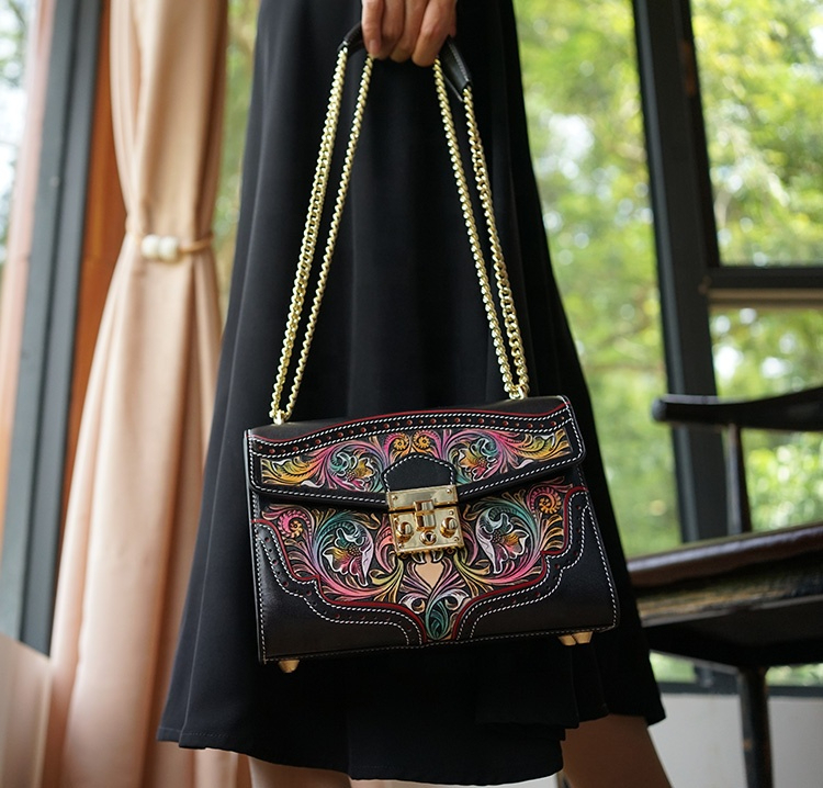 Vintage-inspired Engraved Leather Satchel