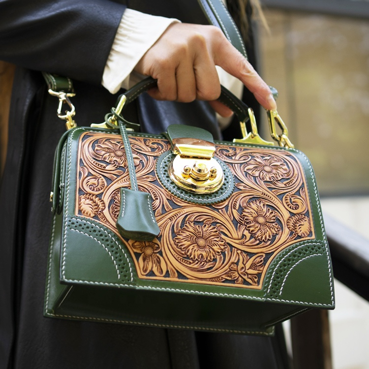 Engraved Leather Clutch with Boho Flair
