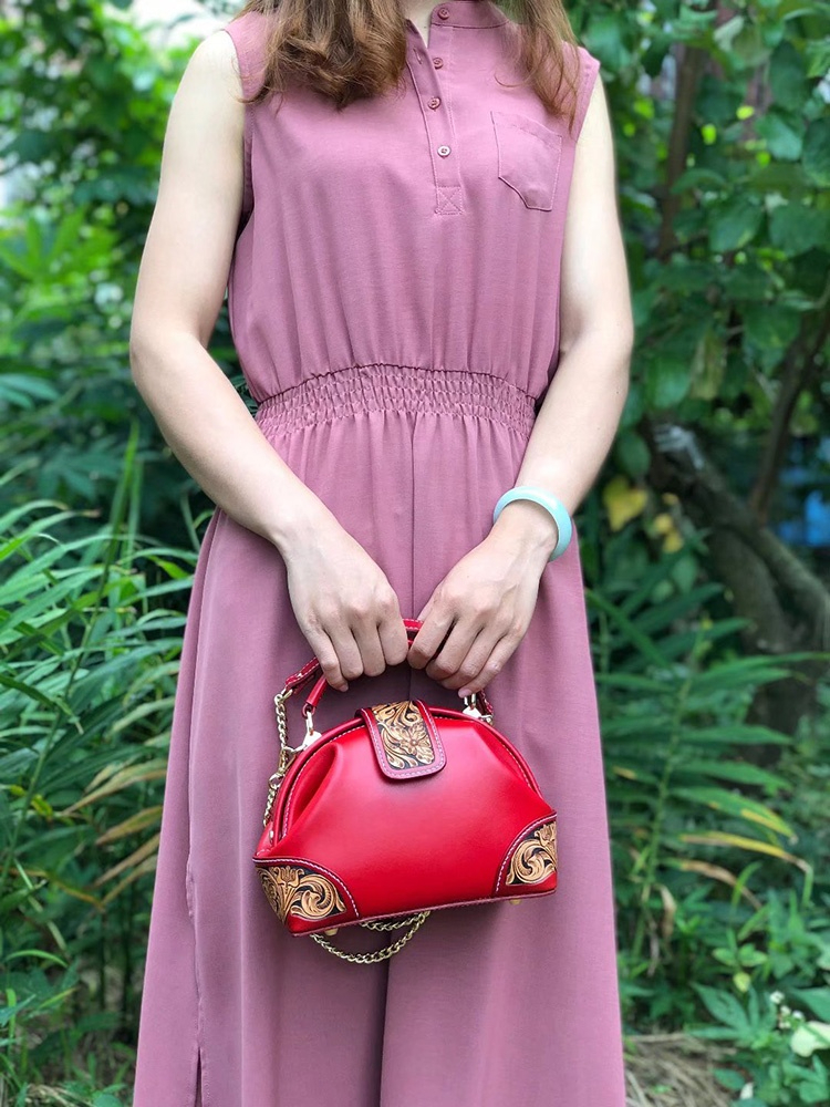 Exquisite Carved Leather Clutch