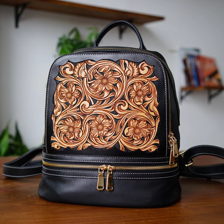 Intricate Artwork Leather Weekender