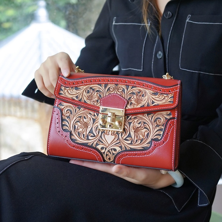 Vintage-inspired Engraved Leather Satchel