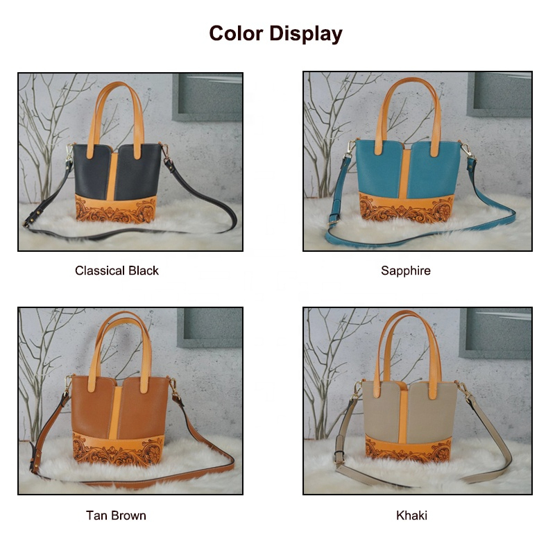 Contemporary Carved Leather Bucket Bag