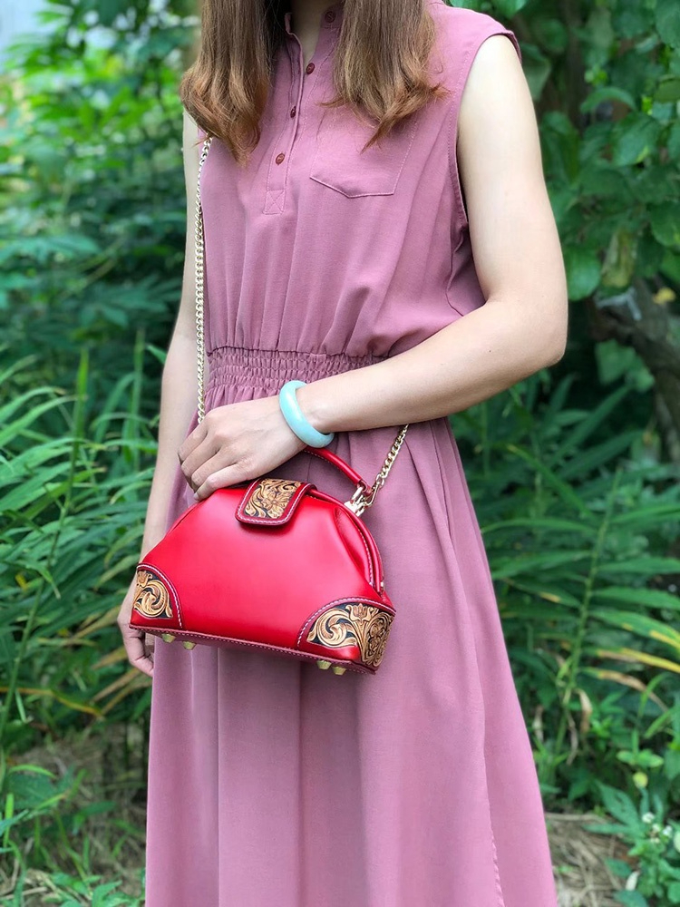 Exquisite Carved Leather Clutch