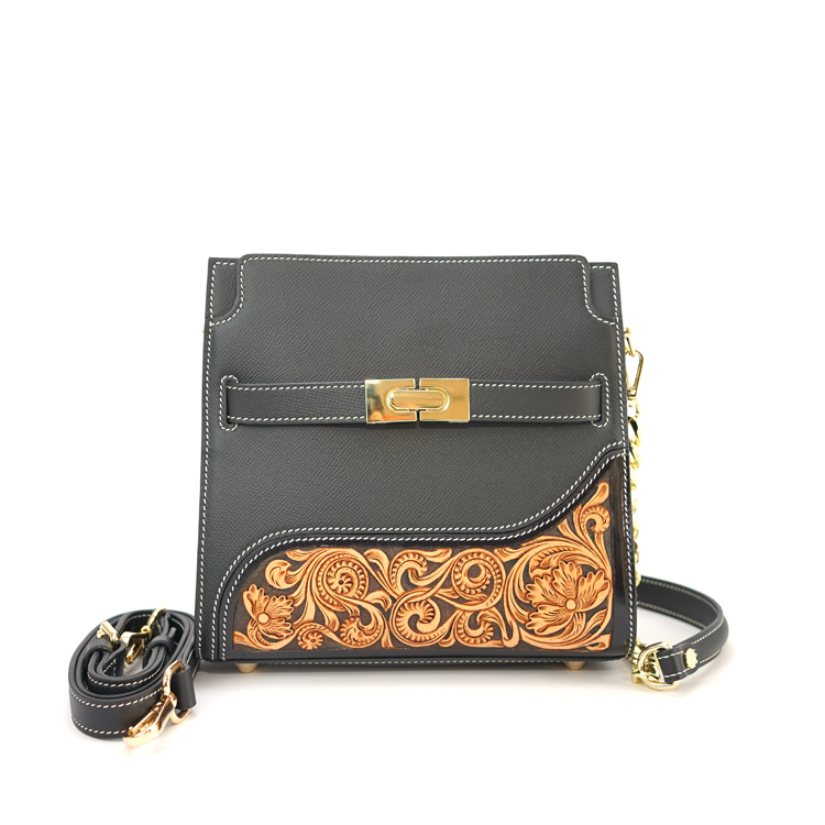 Nature's Beauty Carved Leather Hobo Bag