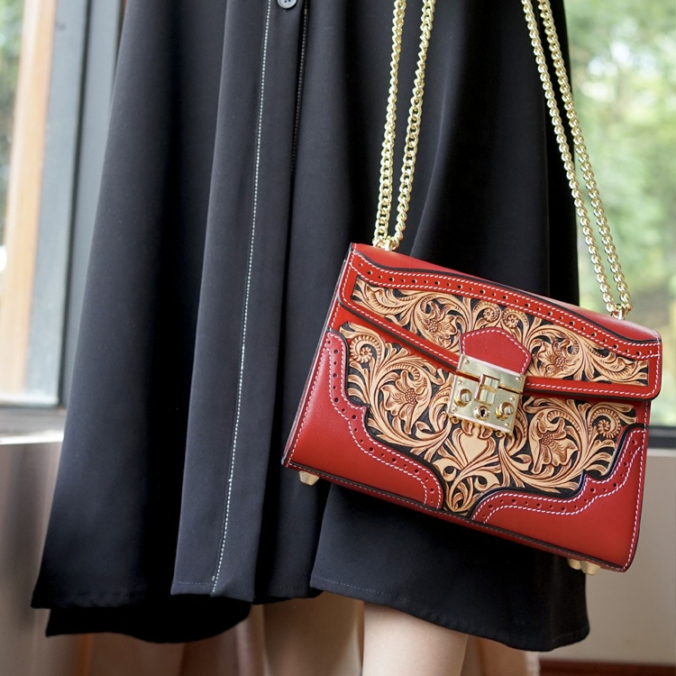 Vintage-inspired Engraved Leather Satchel