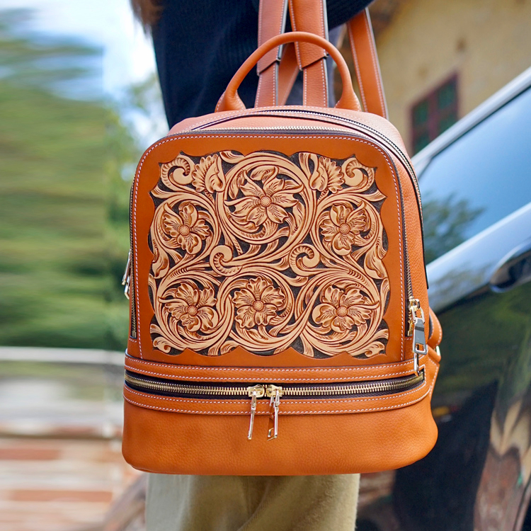 Intricate Artwork Leather Weekender