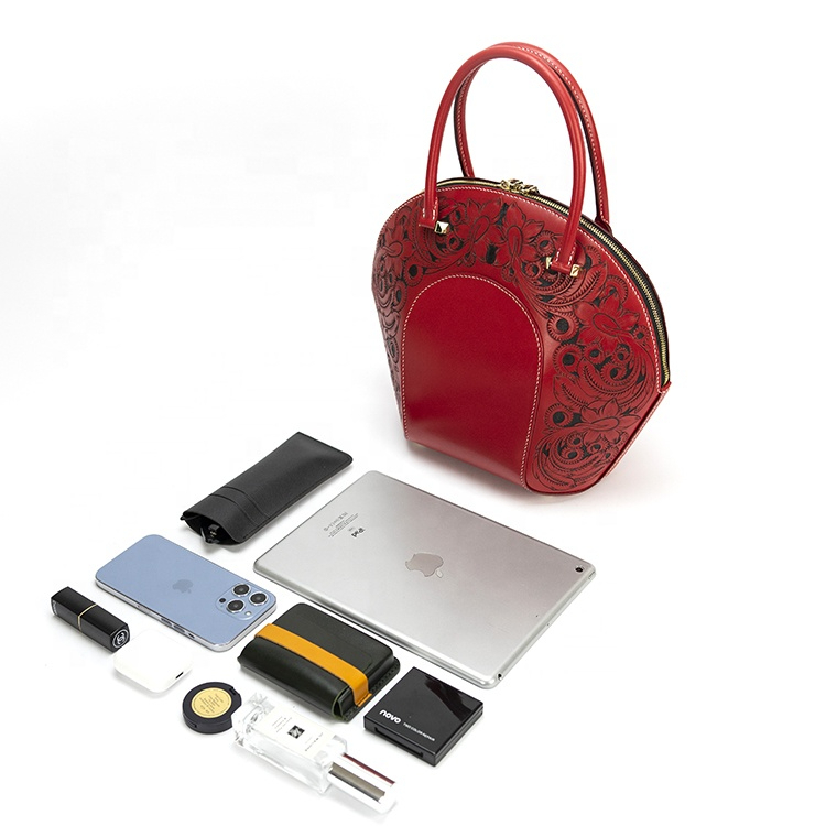 Vintage-inspired Carved Leather Crossbody