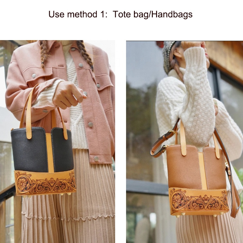 Contemporary Carved Leather Bucket Bag