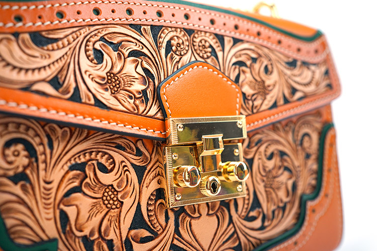 Vintage-inspired Engraved Leather Satchel