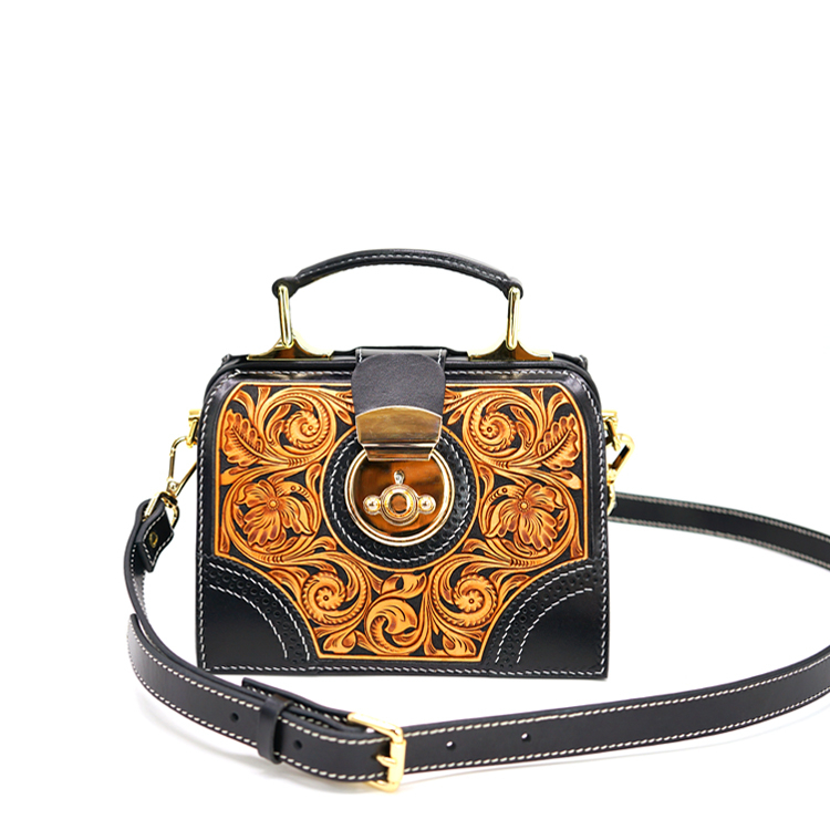 Engraved Leather Clutch with Boho Flair