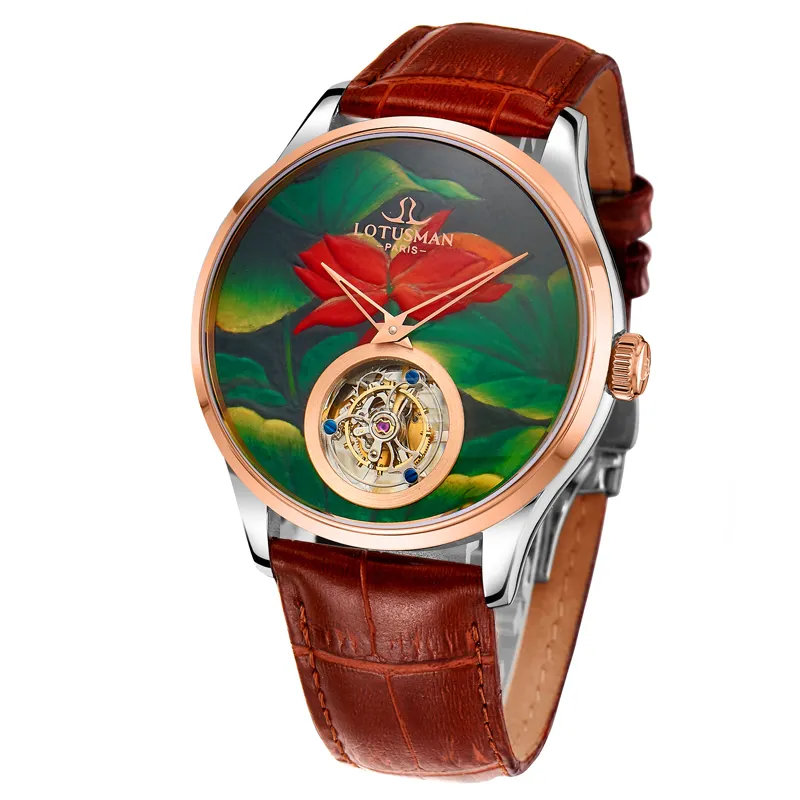 Lotusman Art Hand-Painted Tourbillon Automatic Watch