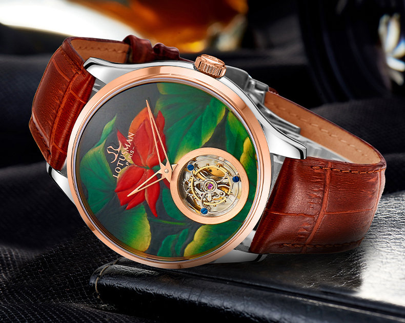 Lotusman Art Hand-Painted Tourbillon Automatic Watch - Image 7