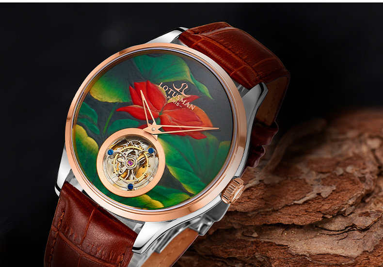 Lotusman Art Hand-Painted Tourbillon Automatic Watch - Image 8